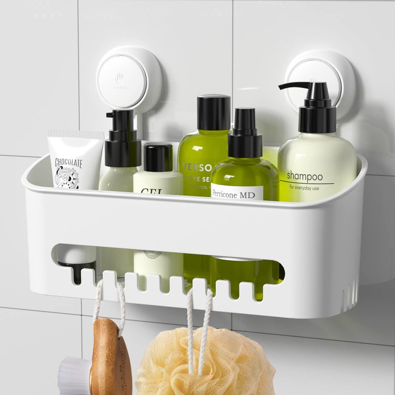 LUXEAR Shower Caddy Suction Cup NO-Drilling Removable Shower Shelf Powerful Heavy Duty Hold up to 22lbs, Waterproof Storage Basket for Shampoo & Toiletries Bathroom & Kitchen Caddy Organizer - Image 1